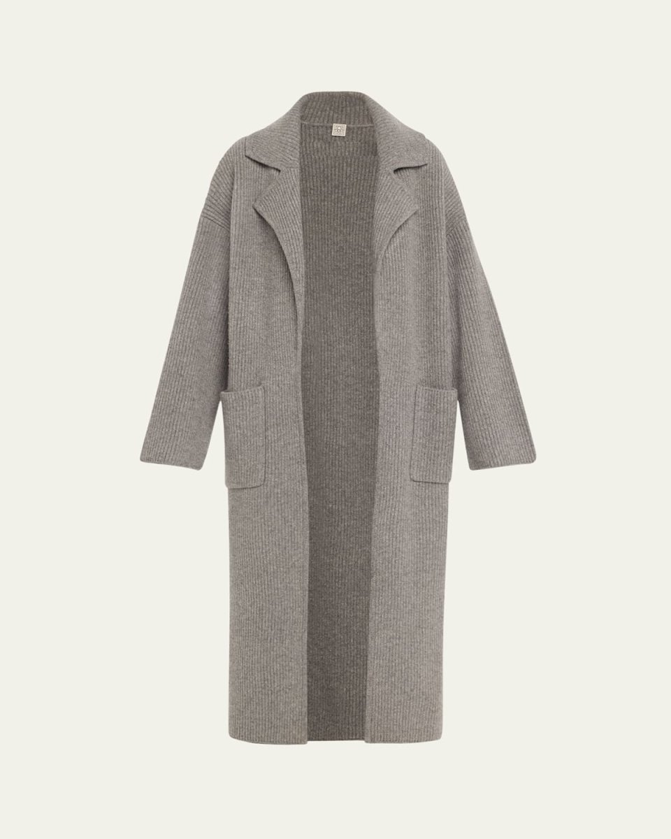 Long Ribbed Wool Cardigan Coat